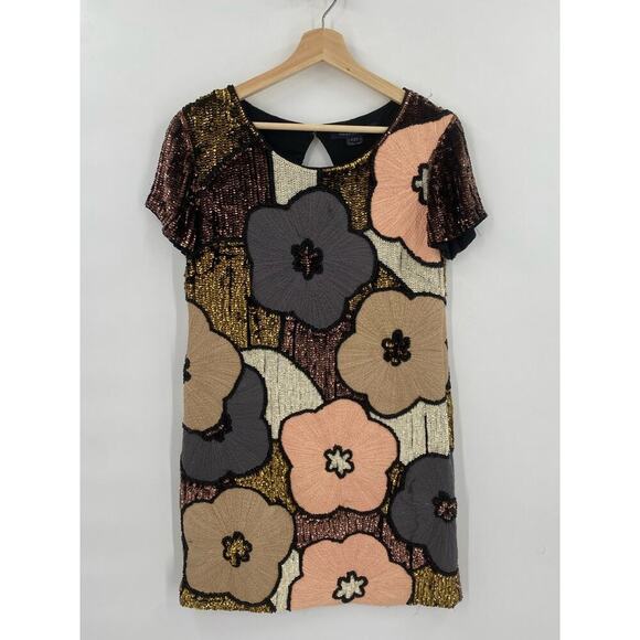 French Connection 0 Fauna Fantasy Sequined Shift Dress - Picture 6 of 6